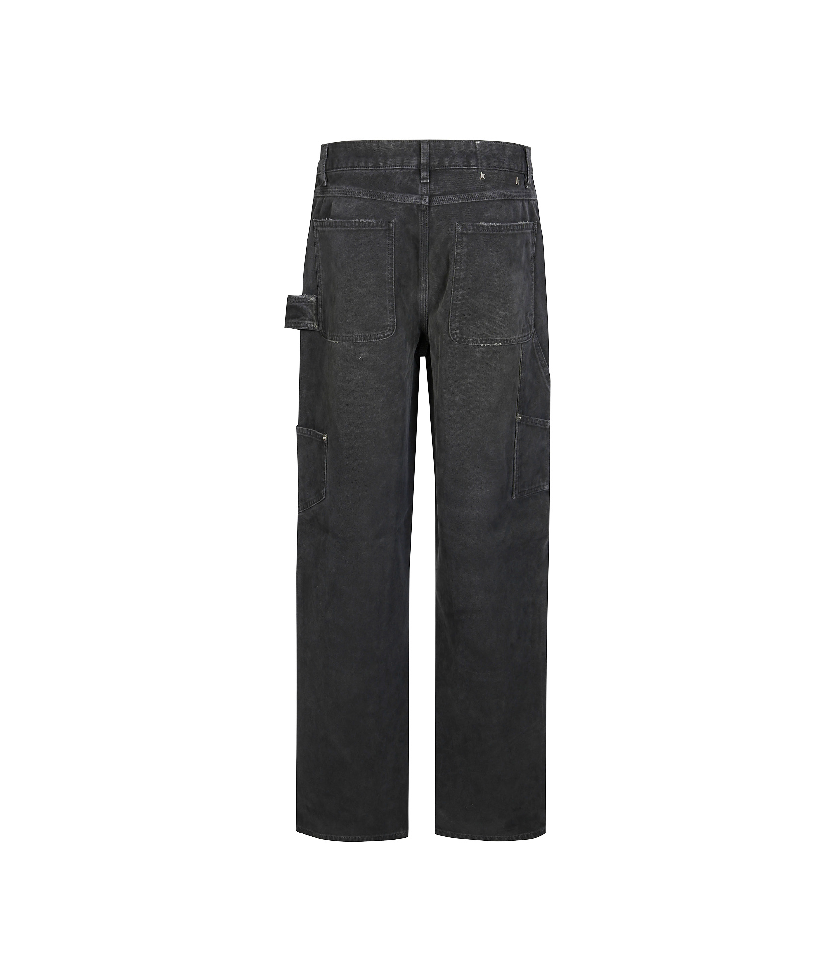 Golden Goose Wide Black Trousers In Denim In Black