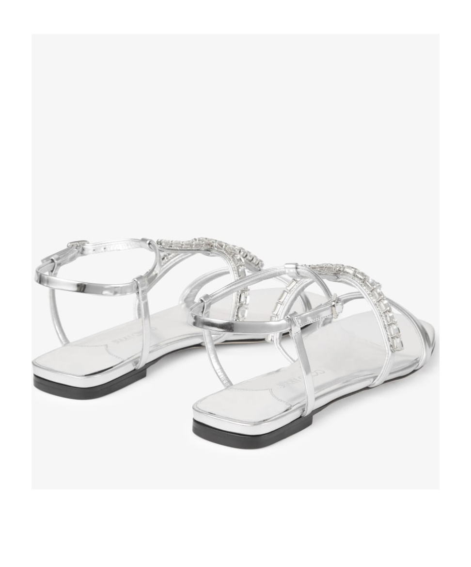 Jimmy Choo Gwyn Metallic Leather Flat Sandals In Multi