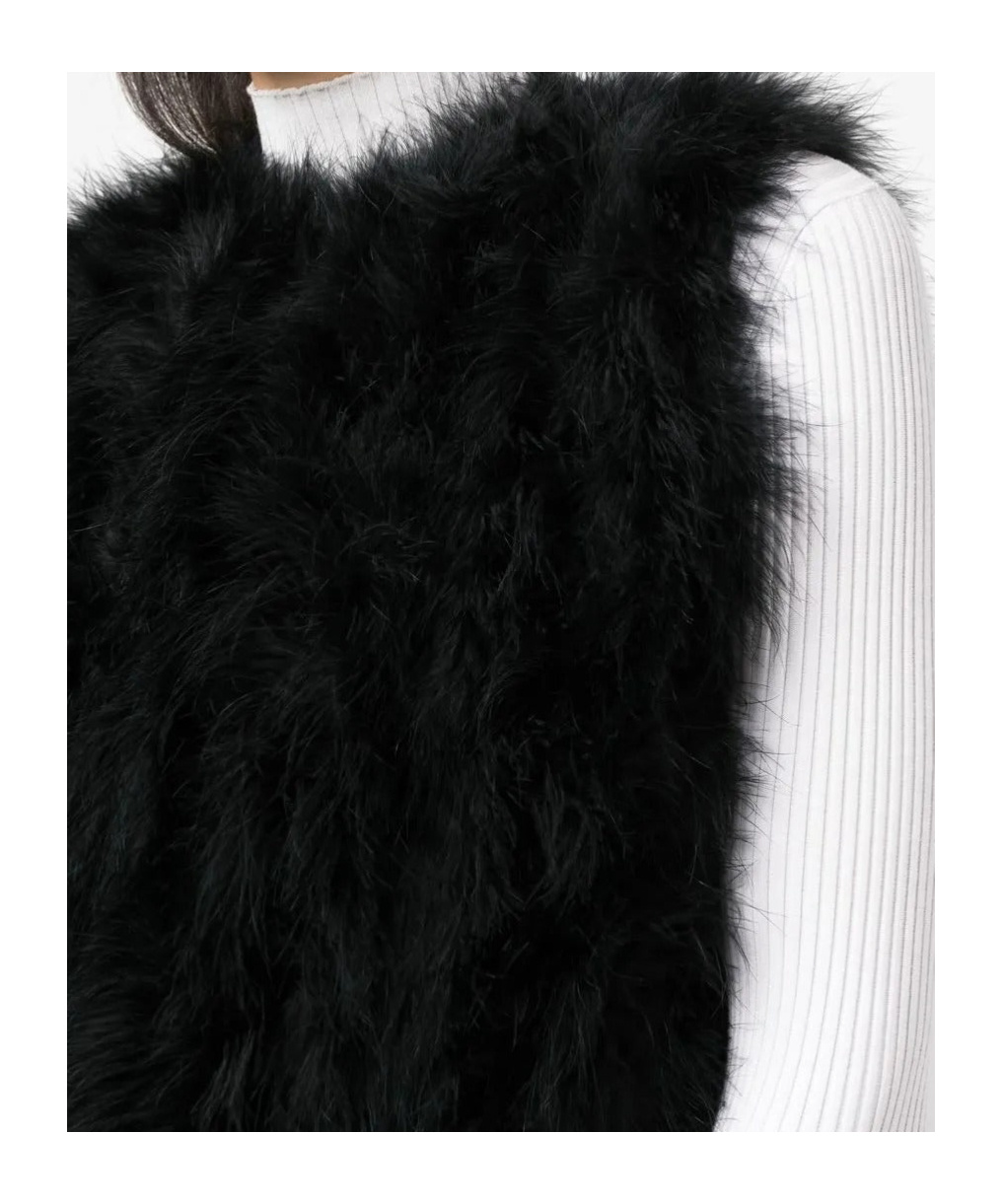 Yves Salomon Silk Feathered-finish Waistcoat In Black