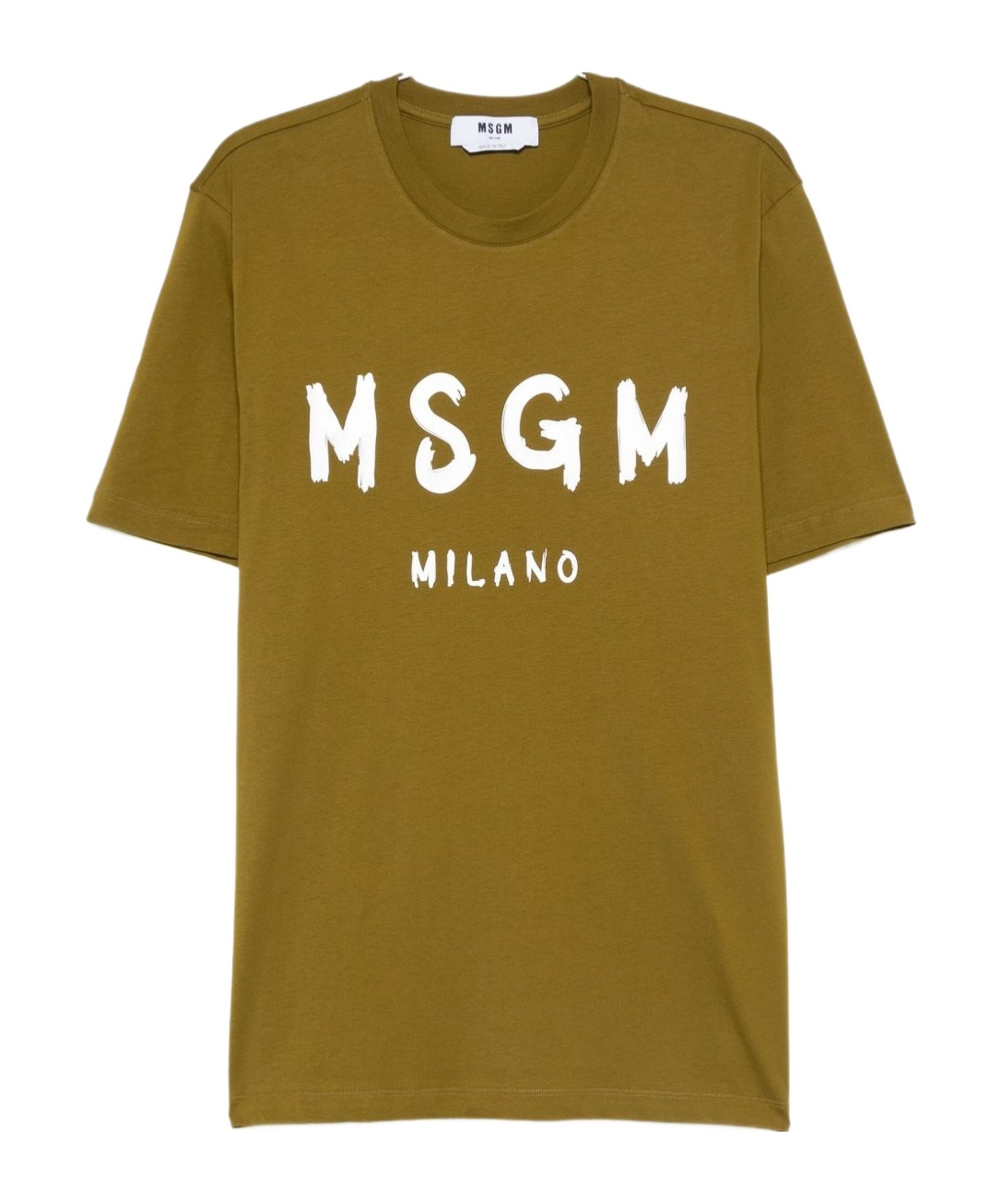 Msgm Cotton T-shirt With Front Printed Logo In Brown