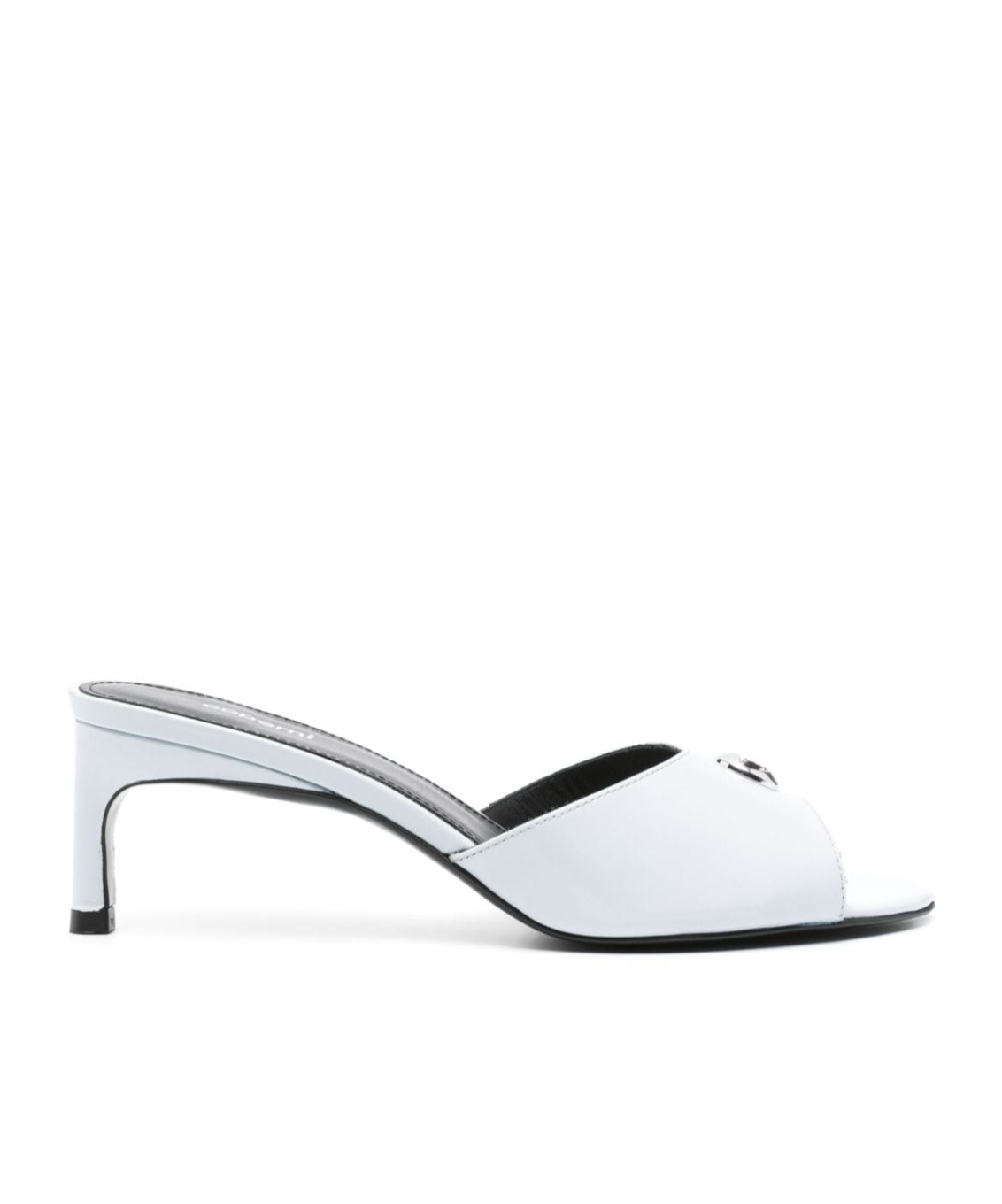 Coperni Almond Toe Kitten Heel Metallic Mules In White
