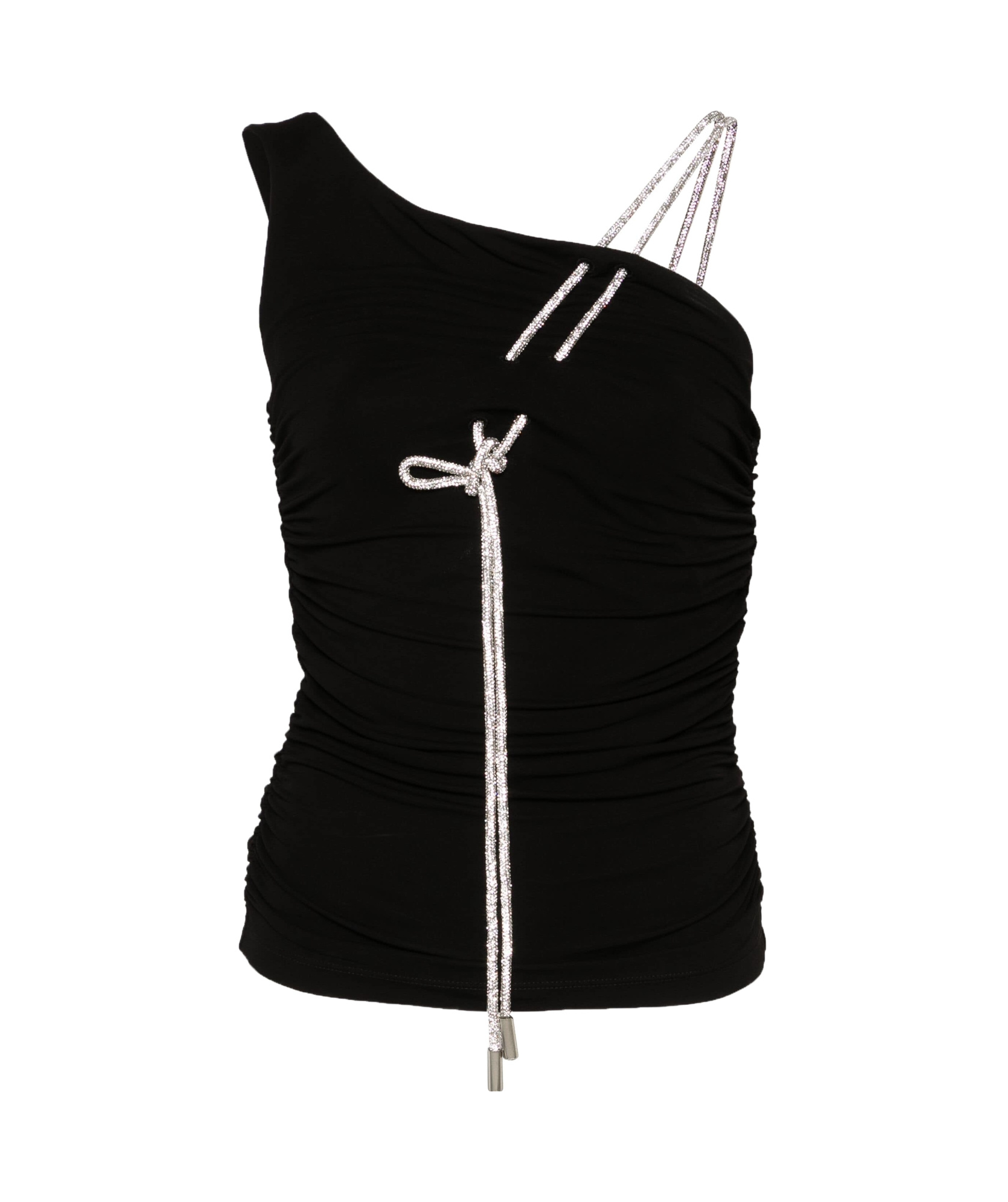 Off-white Ruched One-shoulder Top In Black
