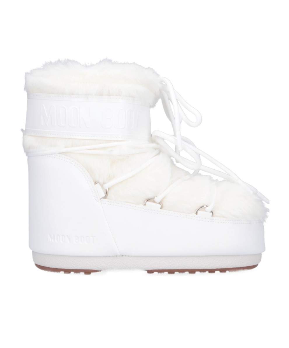 Moon Boot Ltrack Monaco Faux Fur-trimmed Shell And Faux Leather Snow Boots In White