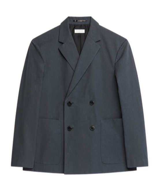 Dries Van Noten Double-breasted Notched-lapel Cotton Jacket In Black