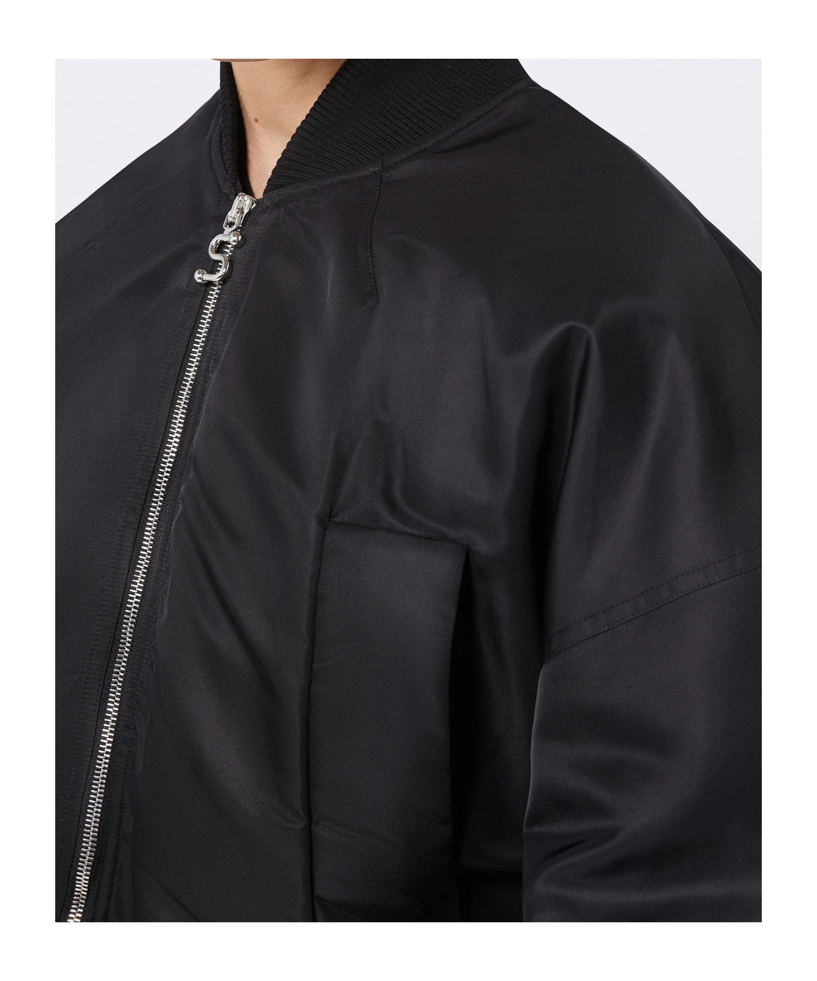 Sportmax Waterproof Twill Bomber Jacket In Black