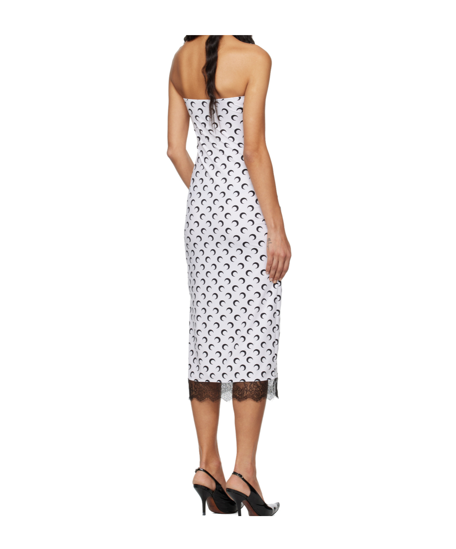 Marine Serre White Recycled Moon Jersey Bustier Midi Dress In Multi