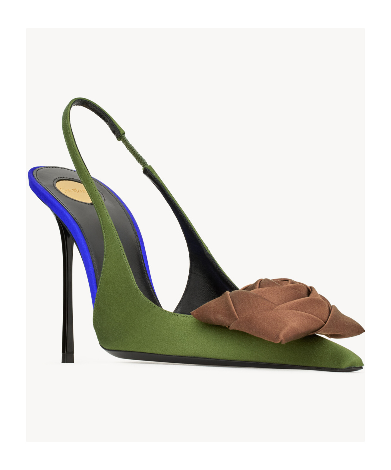 Saint Laurent Pointed High-heeled Sandals In Green