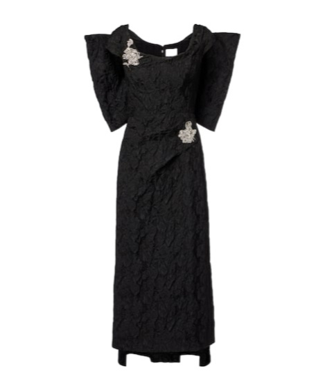 Erdem Embroidered Cloque Jacquard Gown In Black