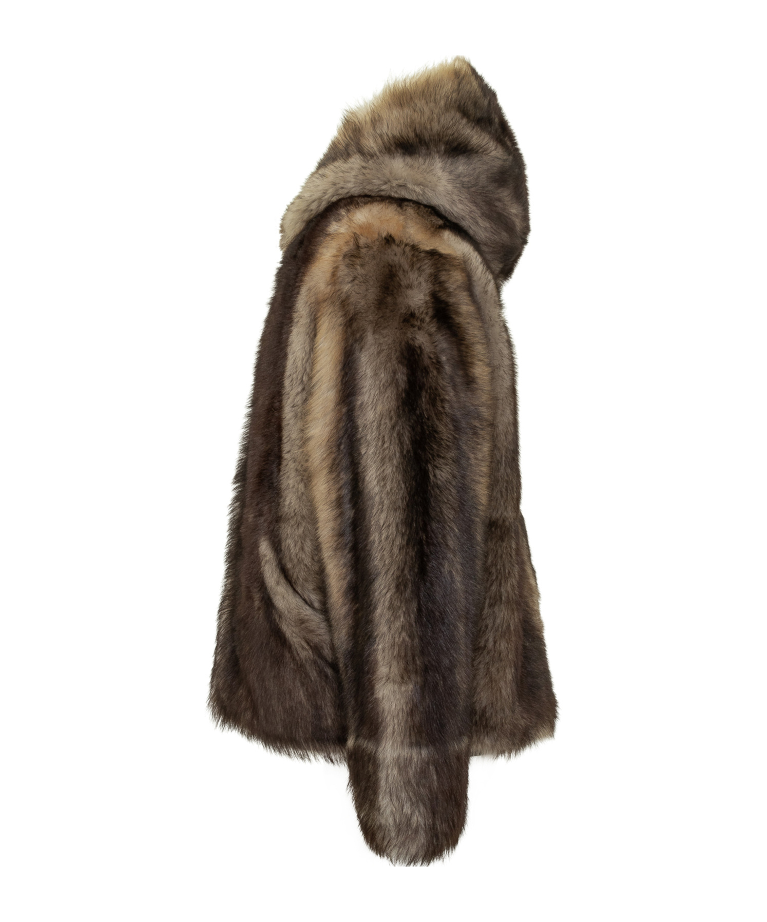 Yves Salomon Hooded Lamb Fur Jacket In Brown