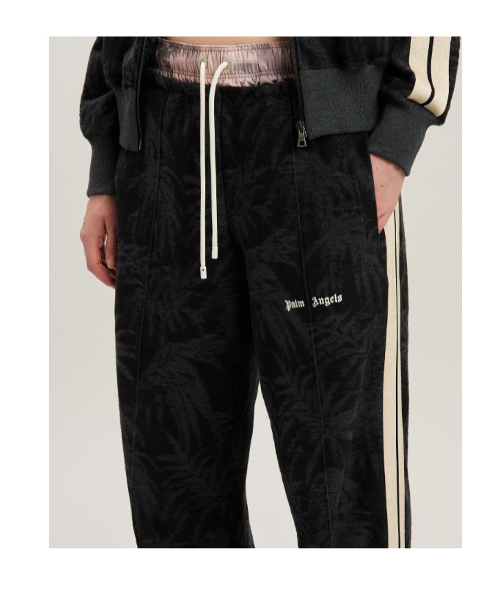 Palm Angels Jacquared Palms Track Pants In Black