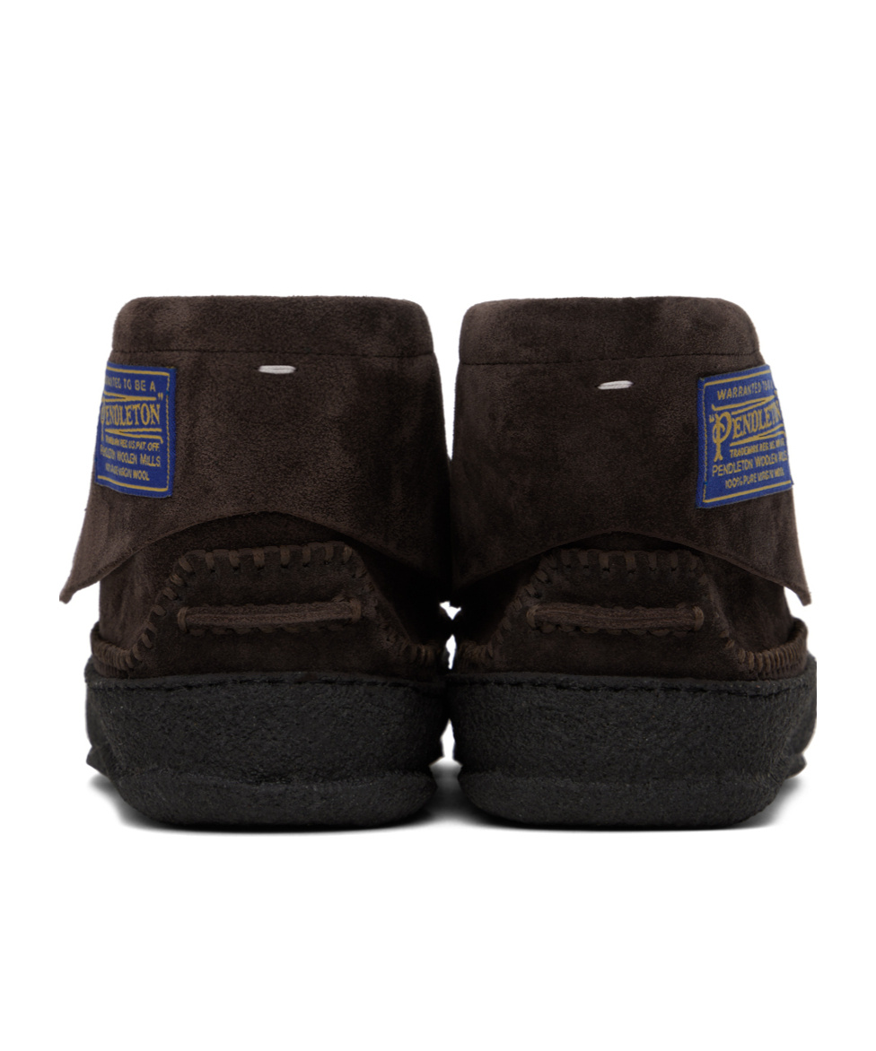 Maison Margiela Checked Lacing Boots In Black