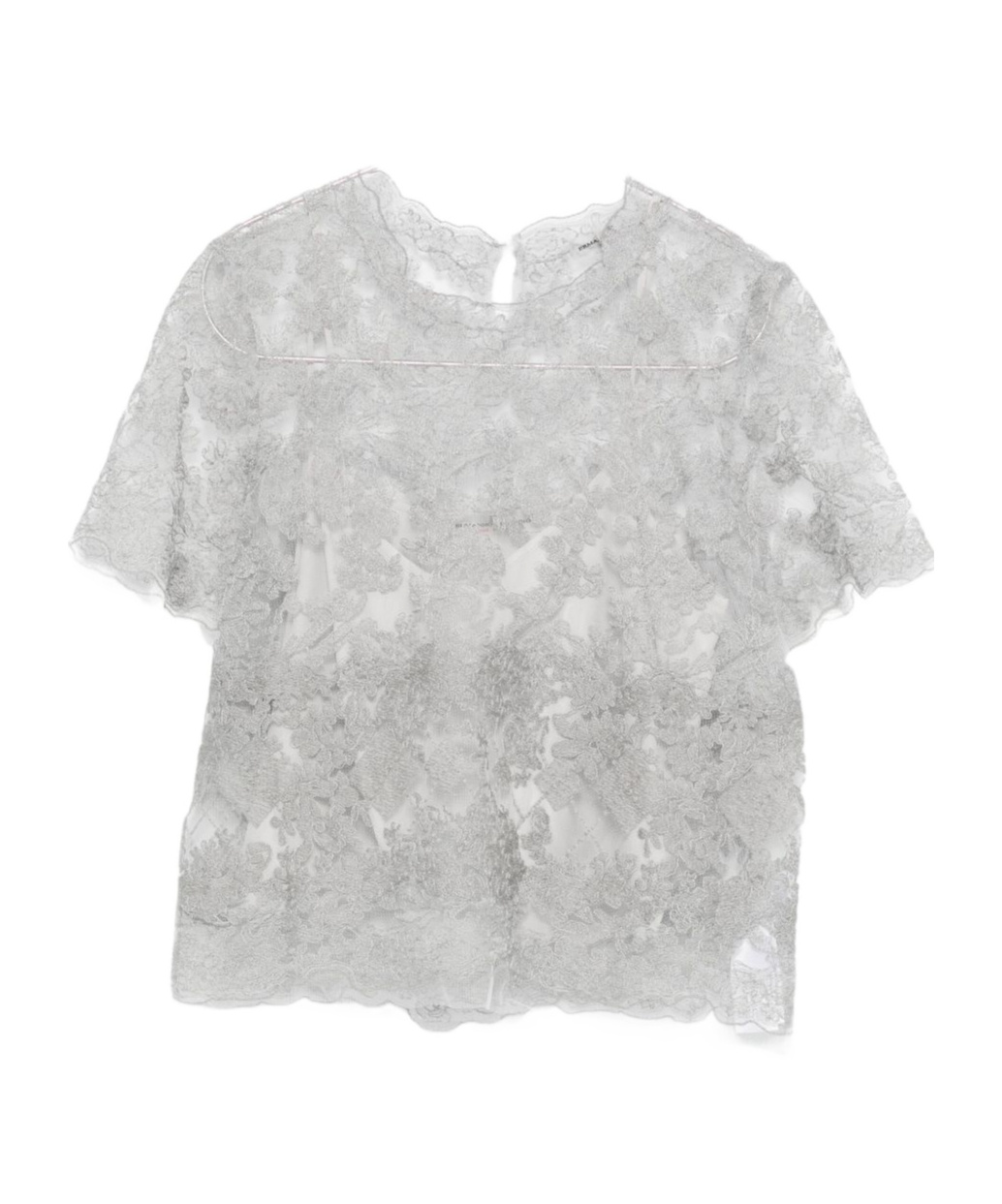 Ermanno Scervino Grey Lace-trimmed Short-sleeved T-shirt In Gray