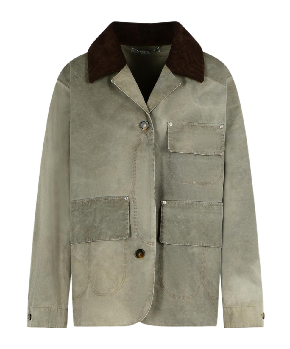 Stella Mccartney Gray Corduroy Collar Aged Jacket In Red