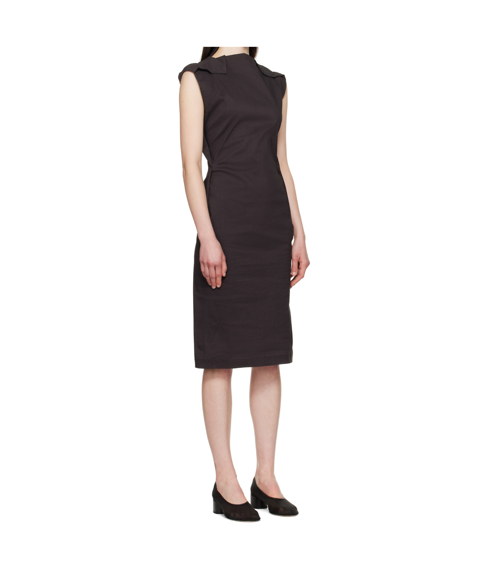 Issey Miyake Brown Ample Midi Dress In Brown