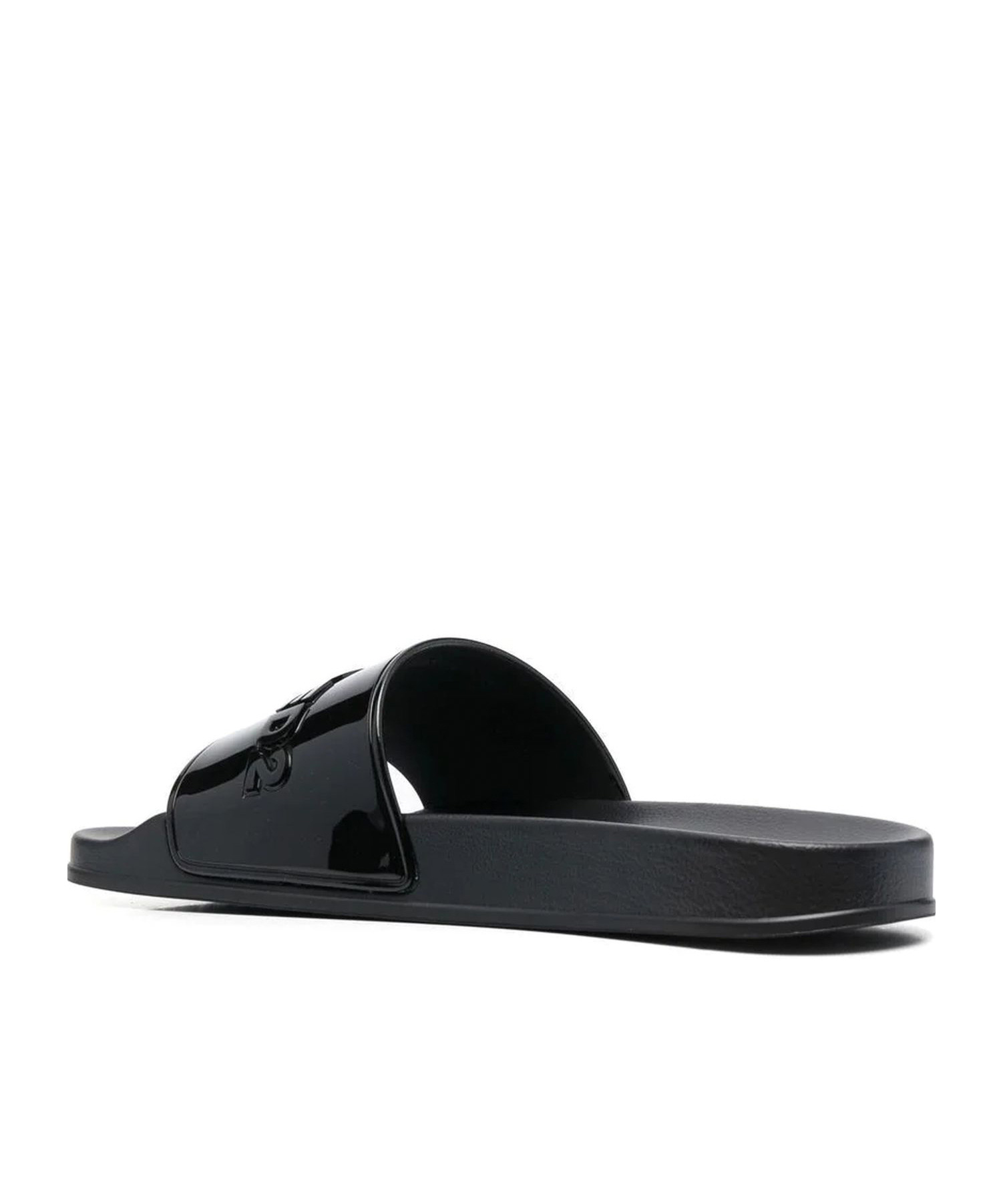 Dsquared2 Embossed-logo Open-toe Slides In Black