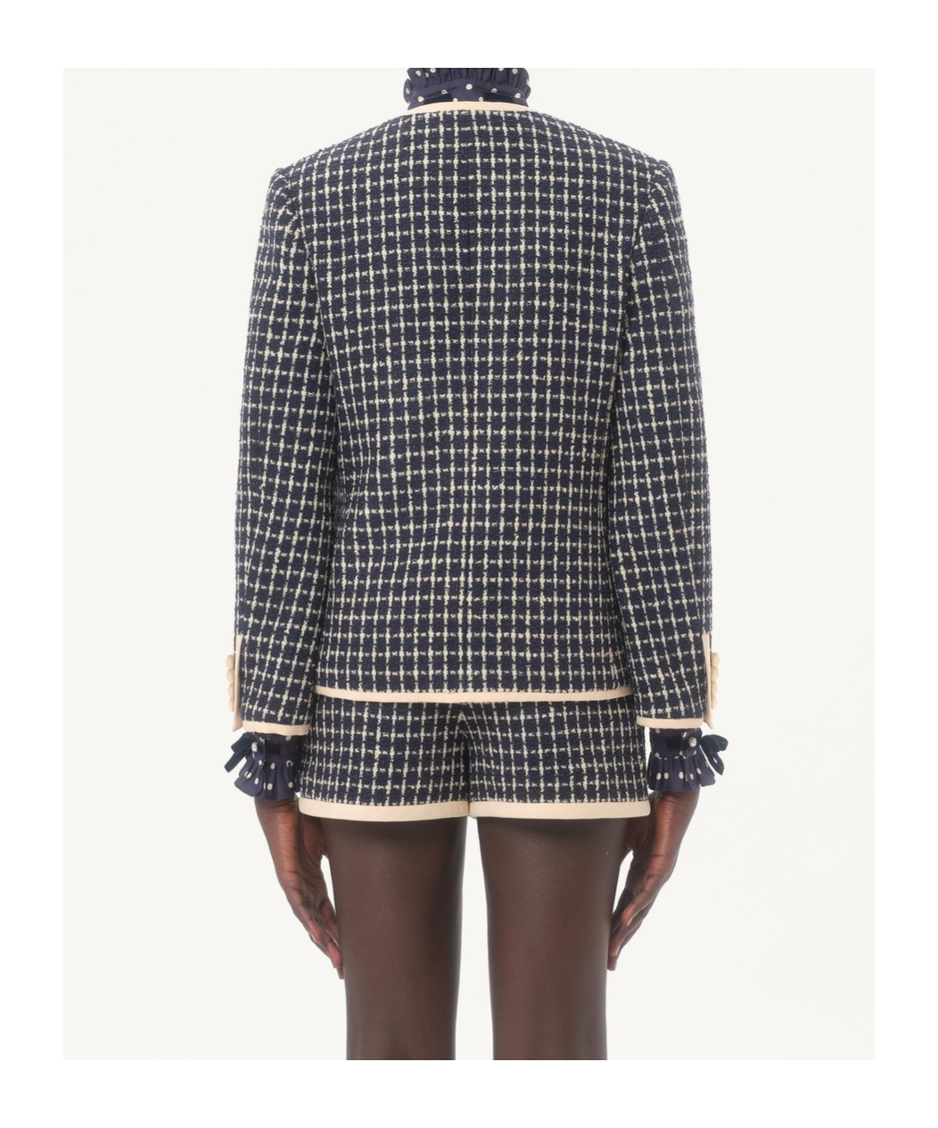 Valentino Boucle Wool Blend Jacket With Contrast Trim