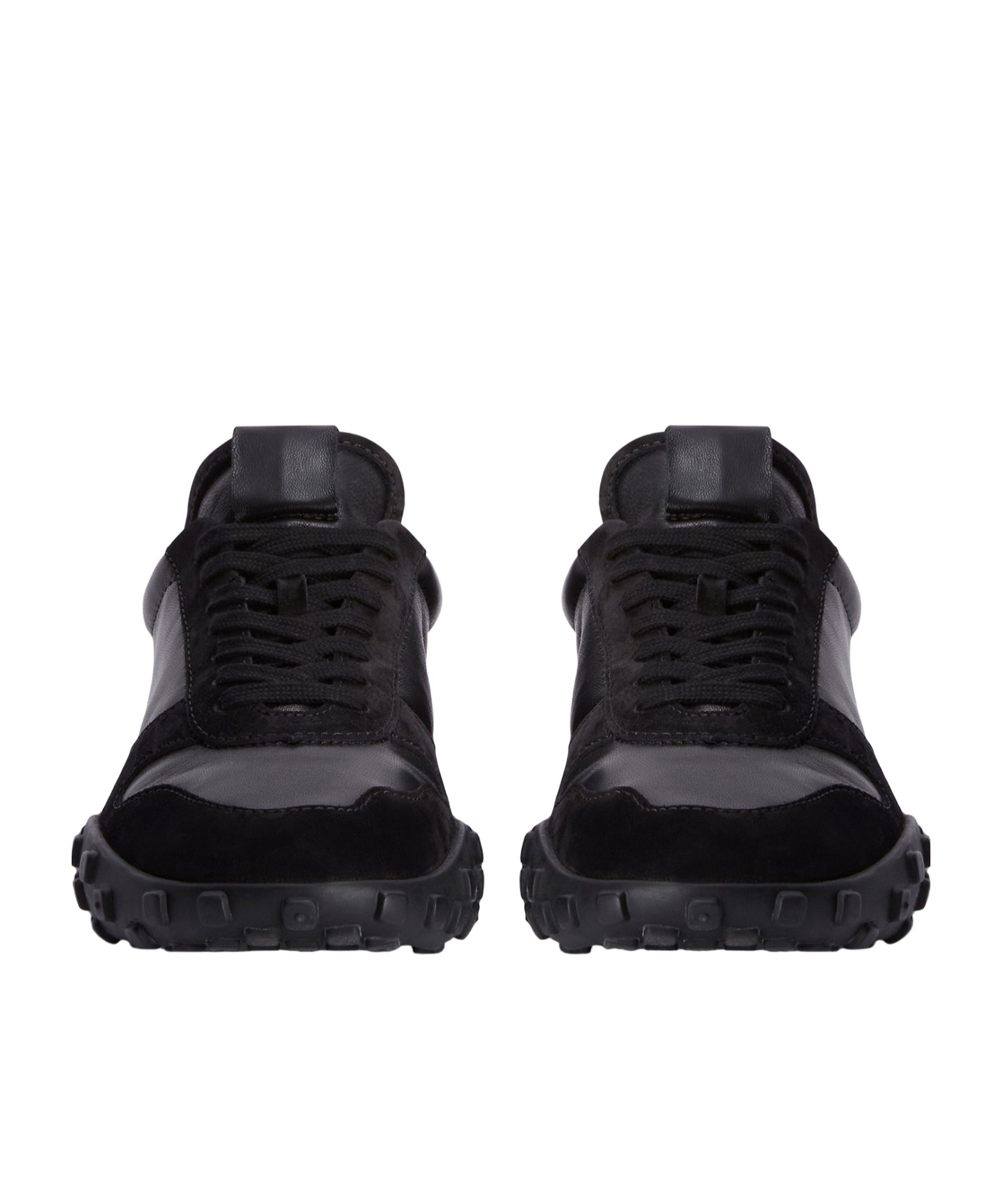 Jil Sander Suede Panel Round Toe Rubber Sole Sneakers In Black