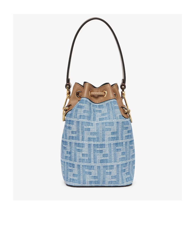 Fendi Drawstring Cross Body Bucket Bag In Blue