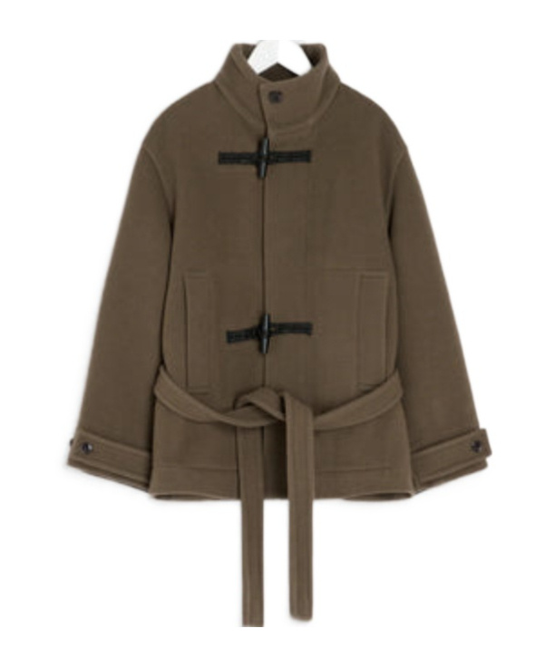 Lemaire Cropped Duffle Coat Jacket In Brown