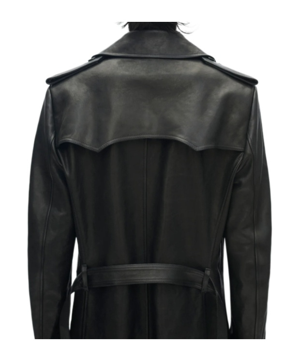 Ann Demeulemeester Flupke Double-breasted Leather Coat In Black