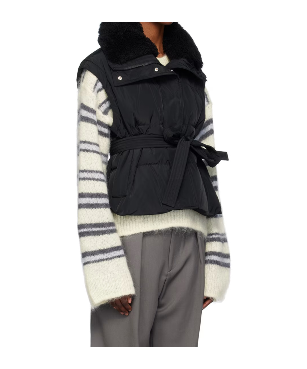 Shop Yves Salomon Quilted Zipper Down Vest In Black