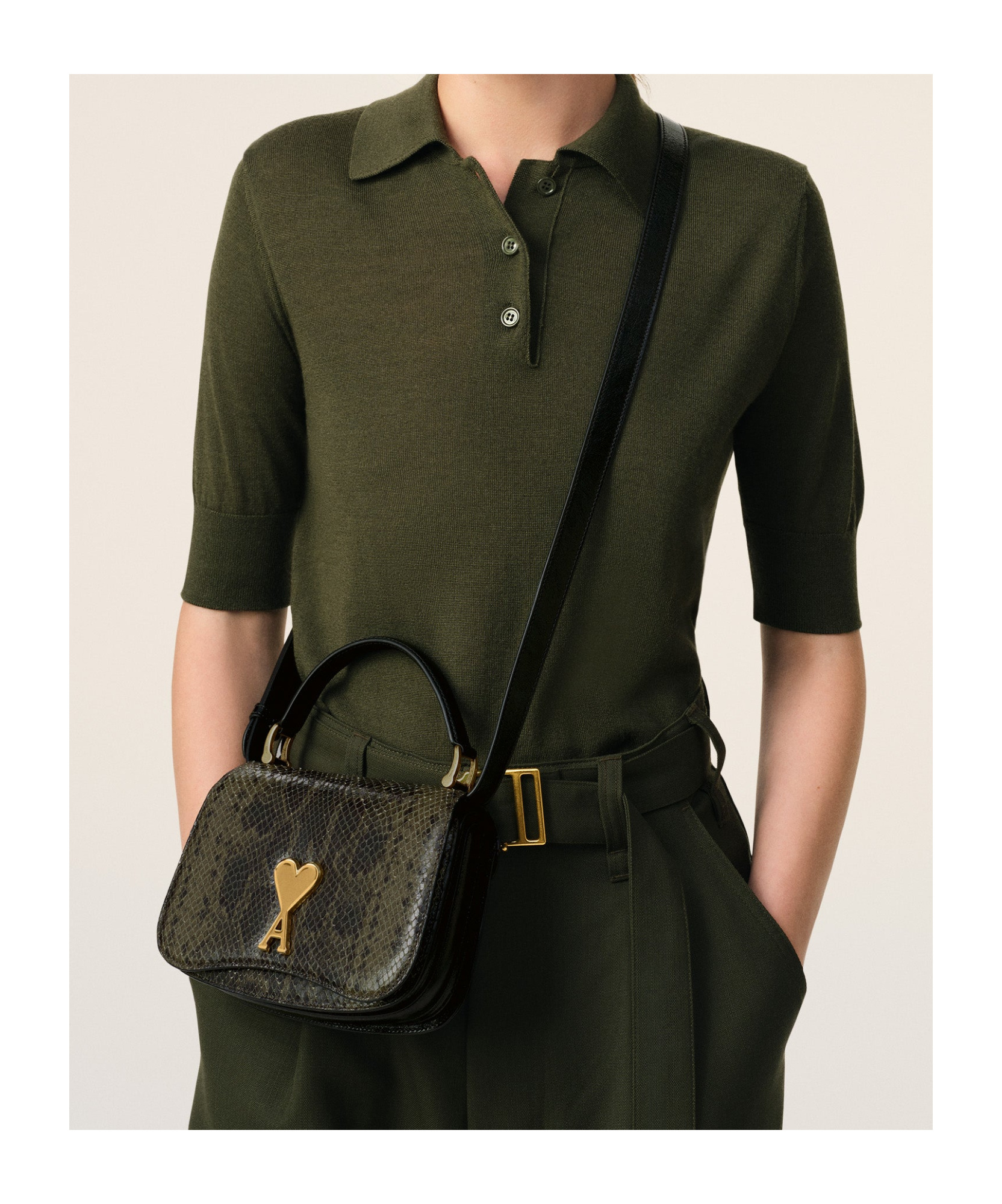 Shop Ami Alexandre Mattiussi Logo Shoulder Bag In Black