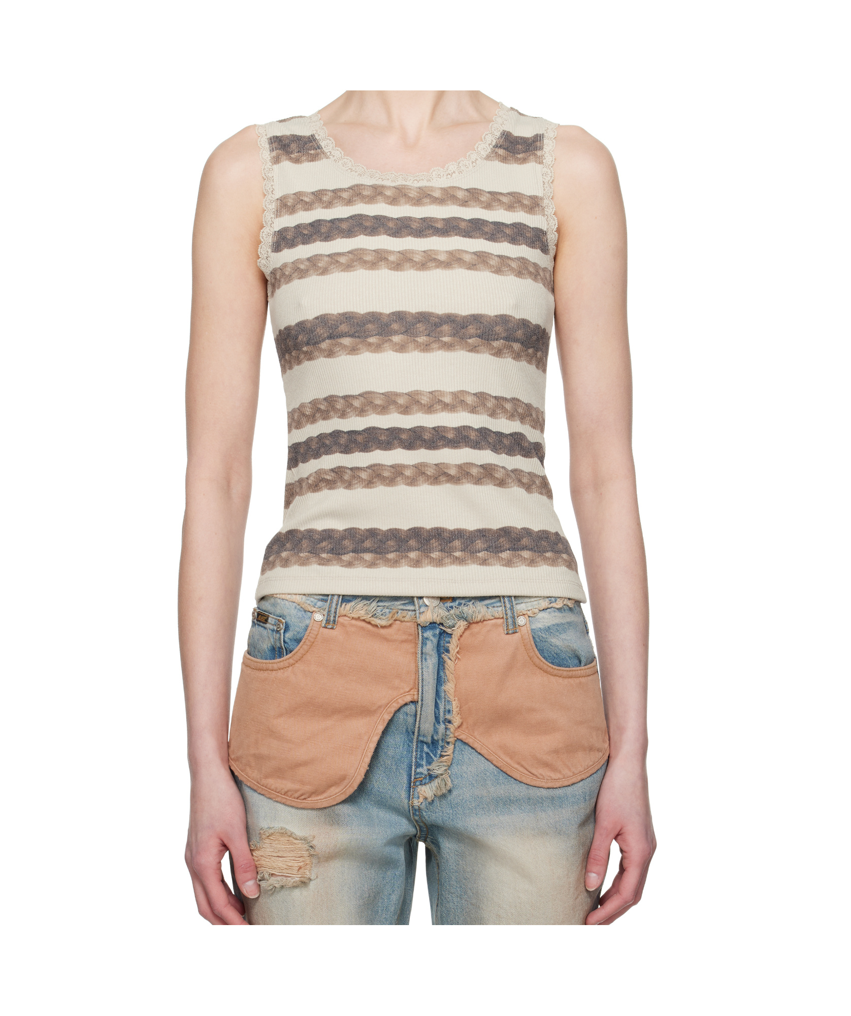 Andersson Bell Hair Braid-stripe Tank Top In Nude
