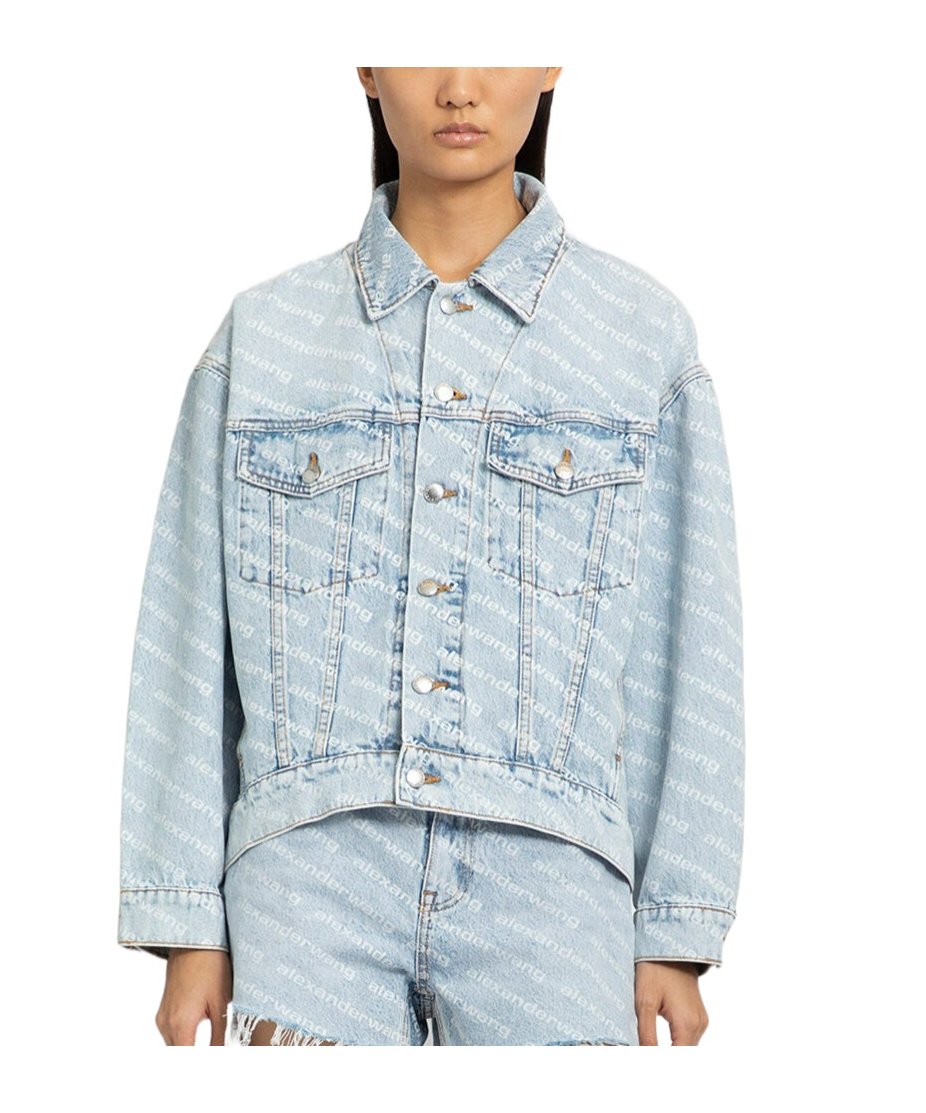 Alexander Wang Falling Back Denim Jacket With Print In White