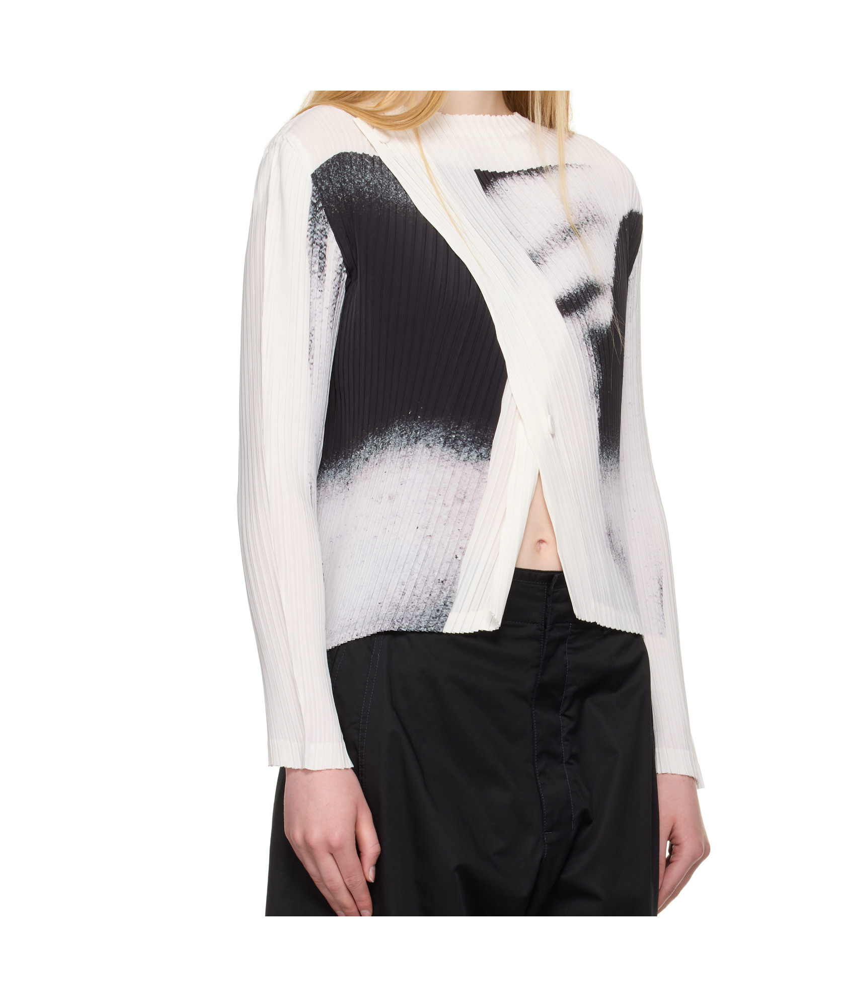 Issey Miyake Shadow Study Pleated Graphic-print Jacket In Gray