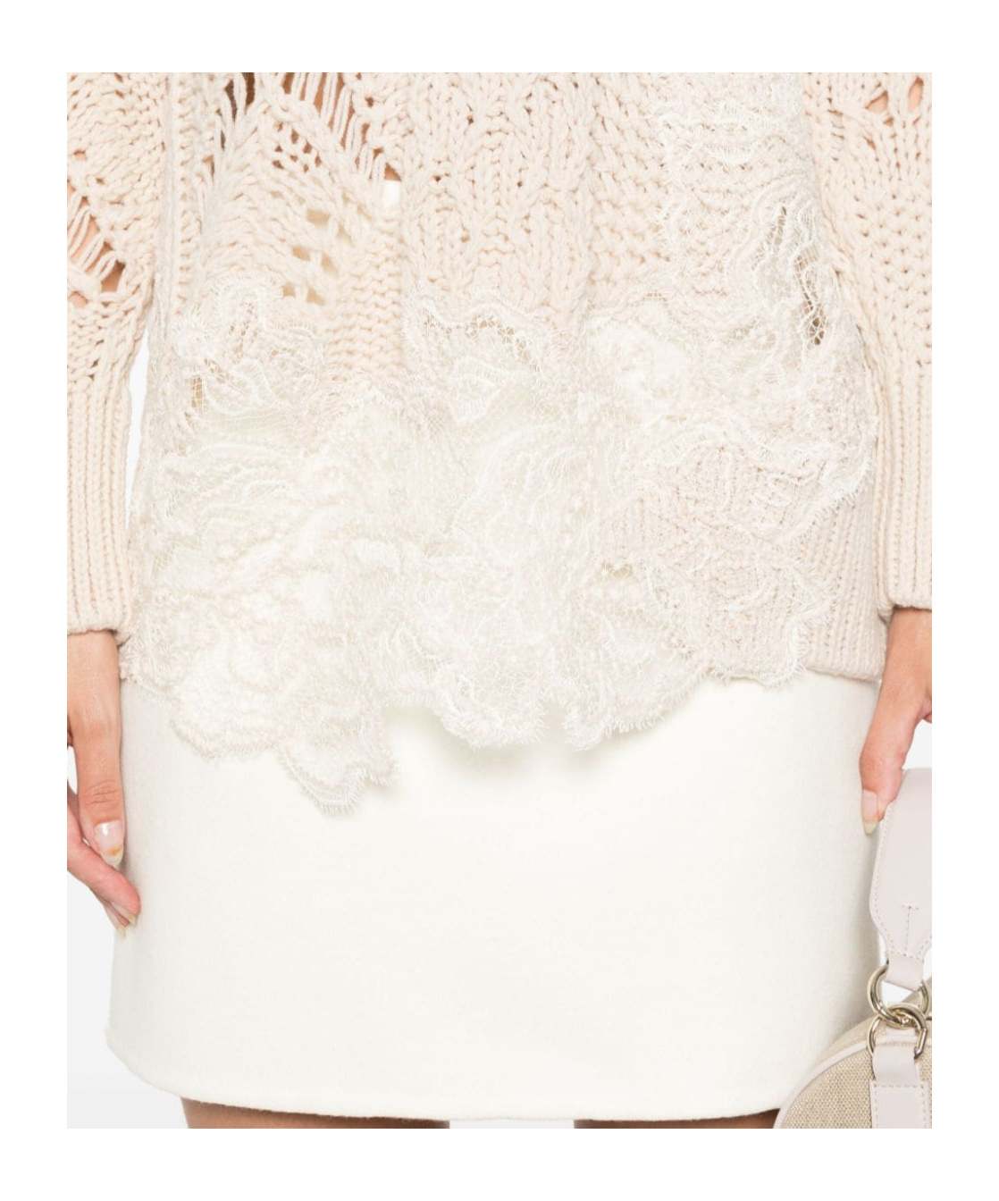 Ermanno Scervino Lace-detail Sweater In Nude