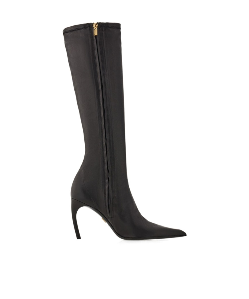 Ferragamo High Nappa Stretch Boot In Black