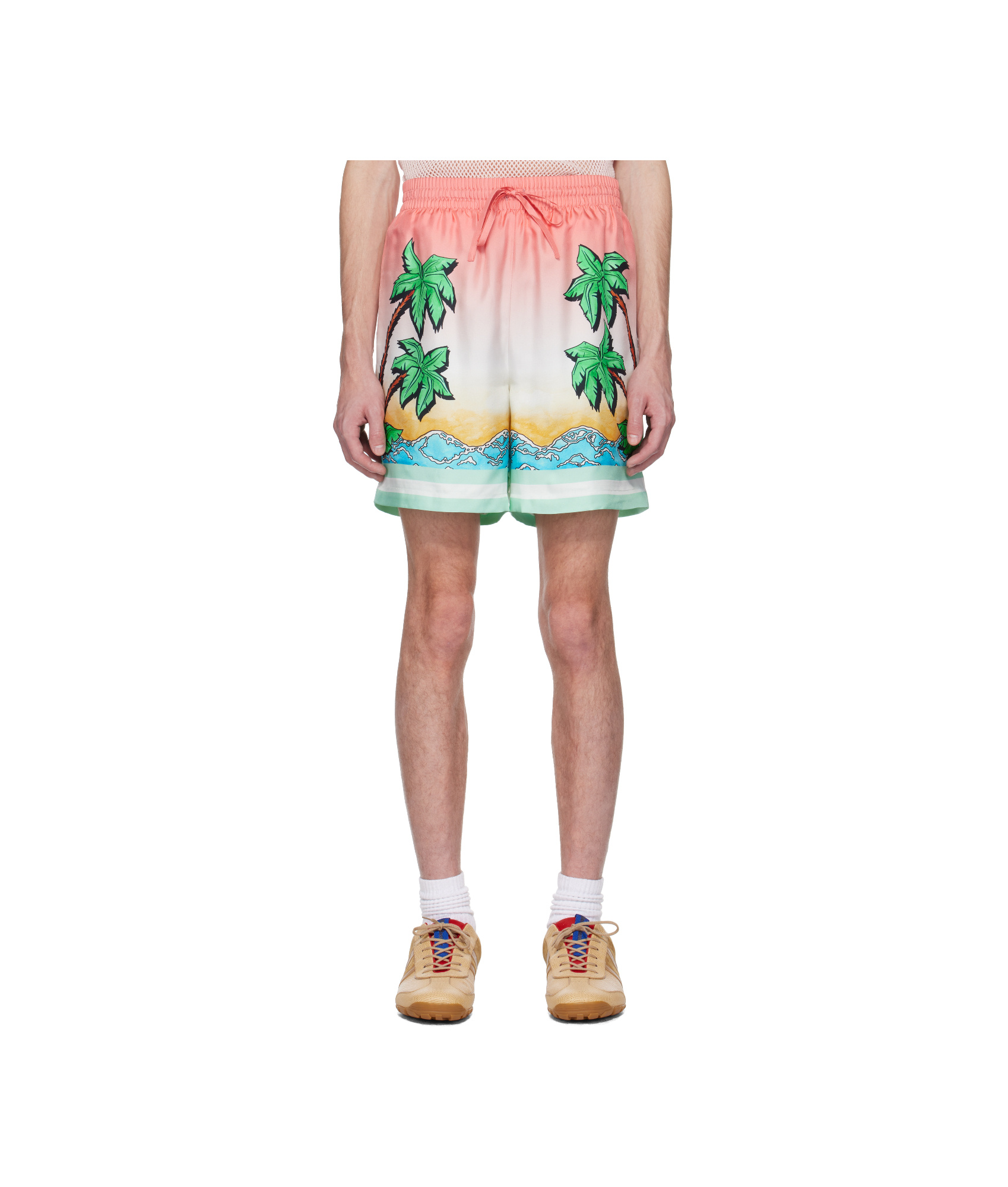 Casablanca Palms Tennis Club Twill Shorts In Nude