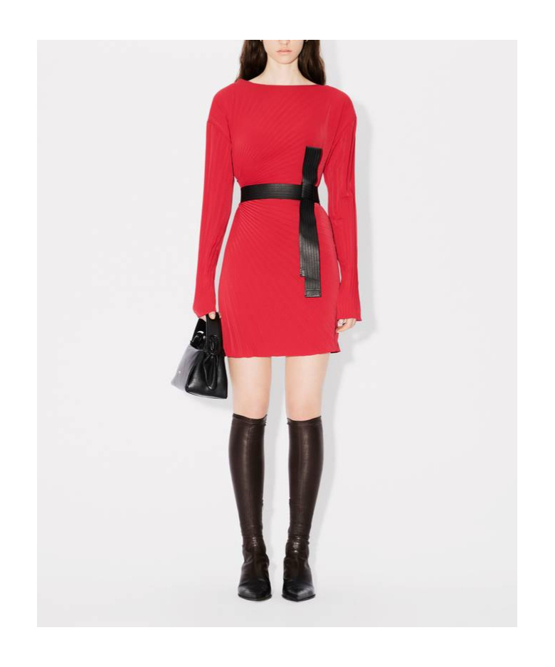 Kenzo Long Sleeved Pleated Skirt In Red