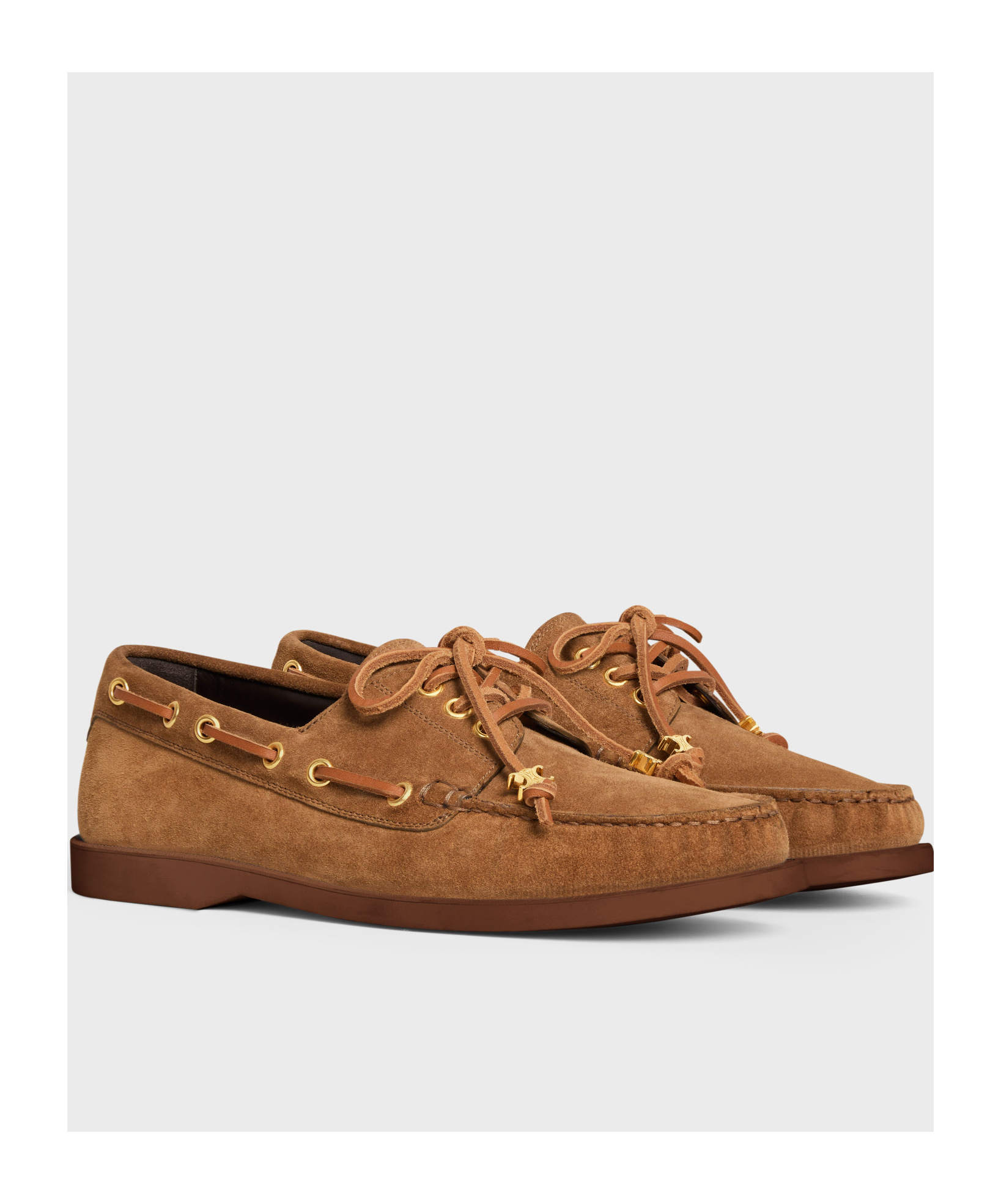 Celine Bateau Cowhide Suede Lace-up Shoes In Deep Hawksbill