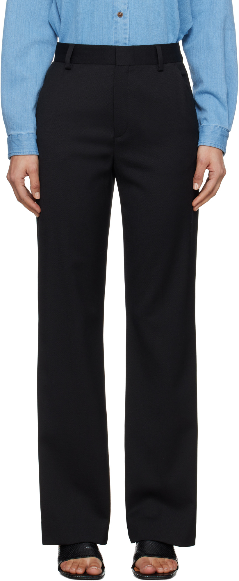Filippa K Black High Waist Bootcut Trousers In Black