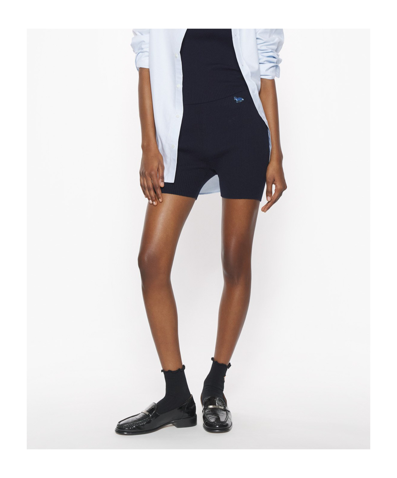 Maison Kitsuné Ribbed Shorts In Blue