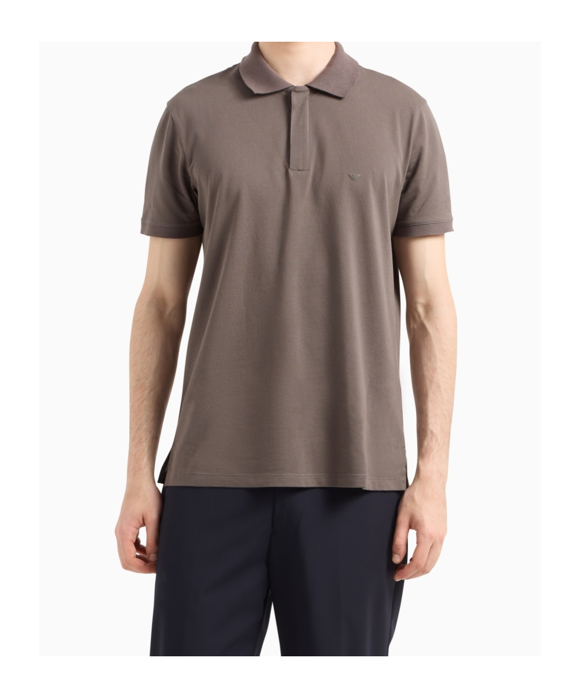 Emporio Armani Travel Essential Piquet Polo Shirt In Gray