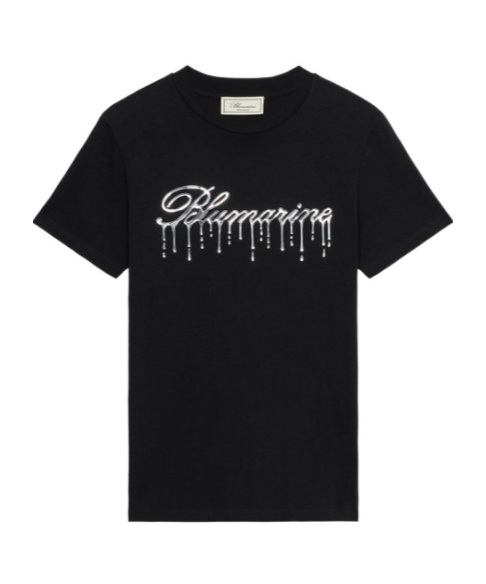 Blumarine Jersey T-shirt With Dripping-effect Logo In Black