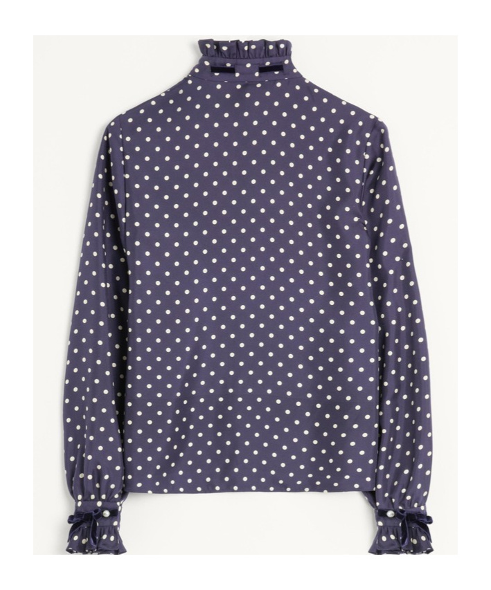 Valentino Twill Shirt With Plus De Pois Print In Gray