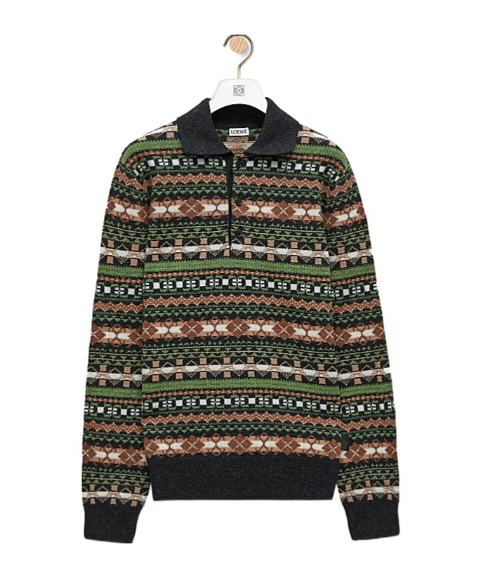 Loewe Autumn-winter Polo Sweater In Green Multi In Black