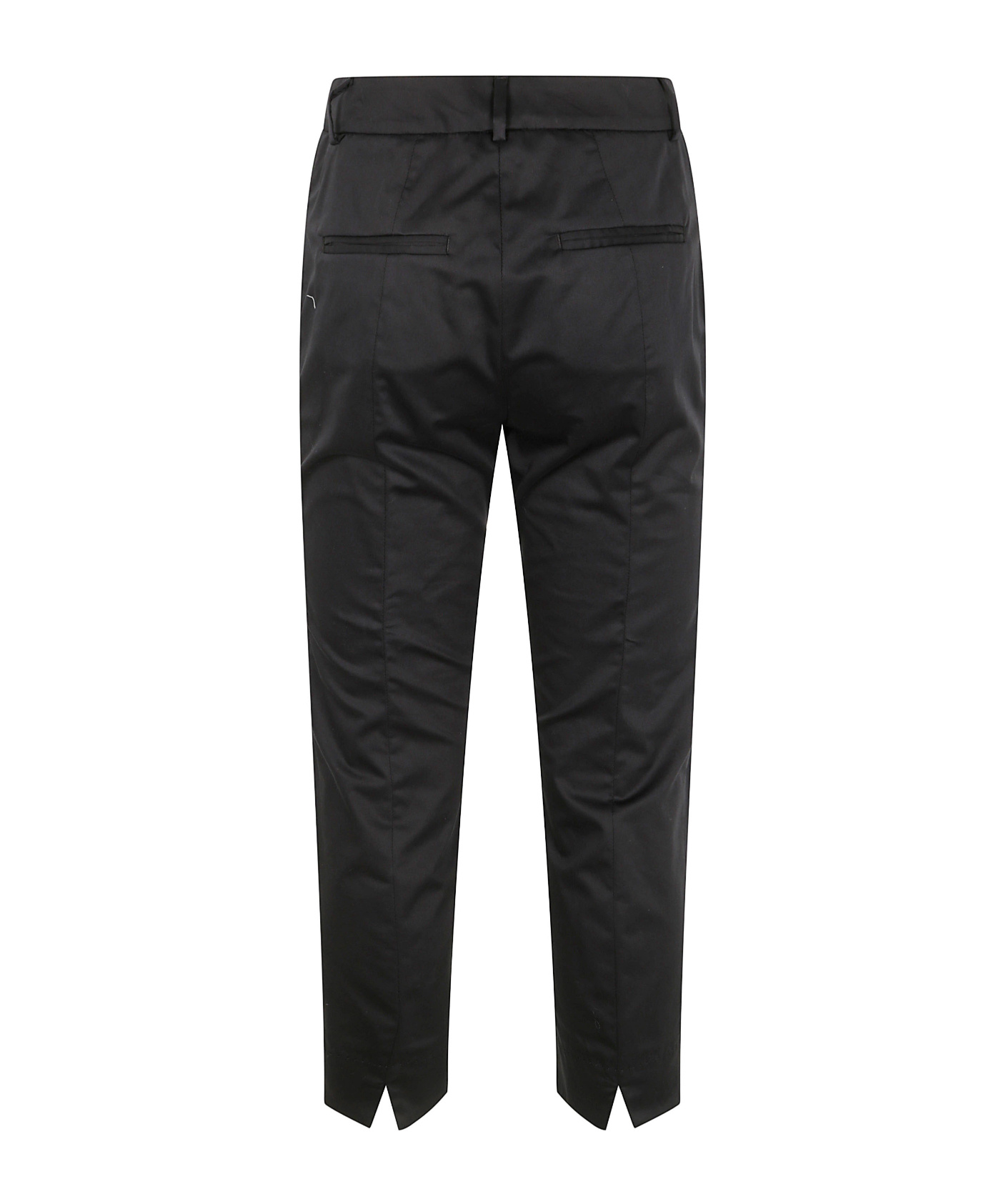 Peserico Light Cotton Satin Stretch Trousers In Black