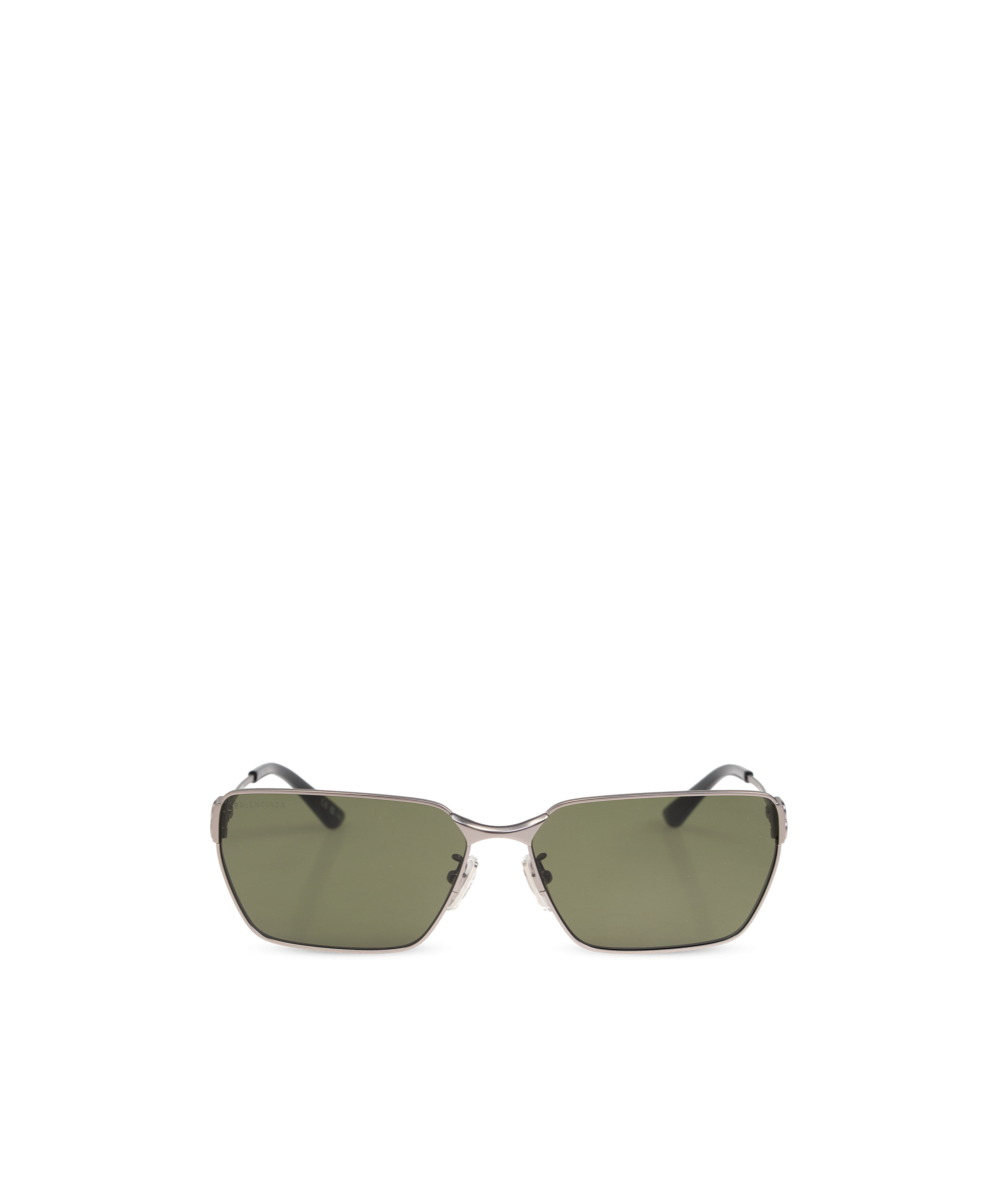 Balenciaga Bb-plaque Rectangle-frame Sunglasses In Green