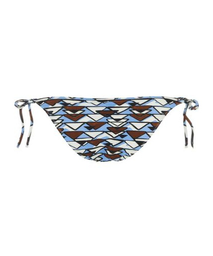 Prada Multicolor Printed Nylon Bikini Bottom In Gray
