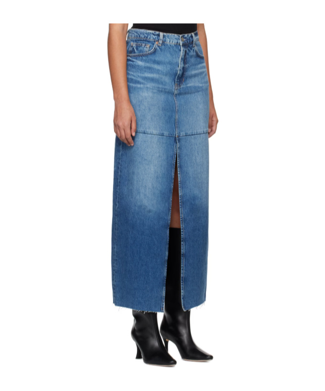 Reformation Tazz Denim Maxi Skirt In Blue
