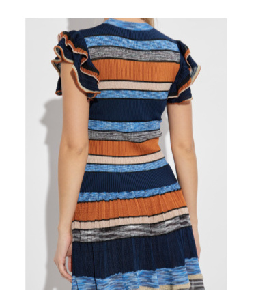 Ulla Johnson Cecile Striped Ruffle Rib Knit Top In Multicolor