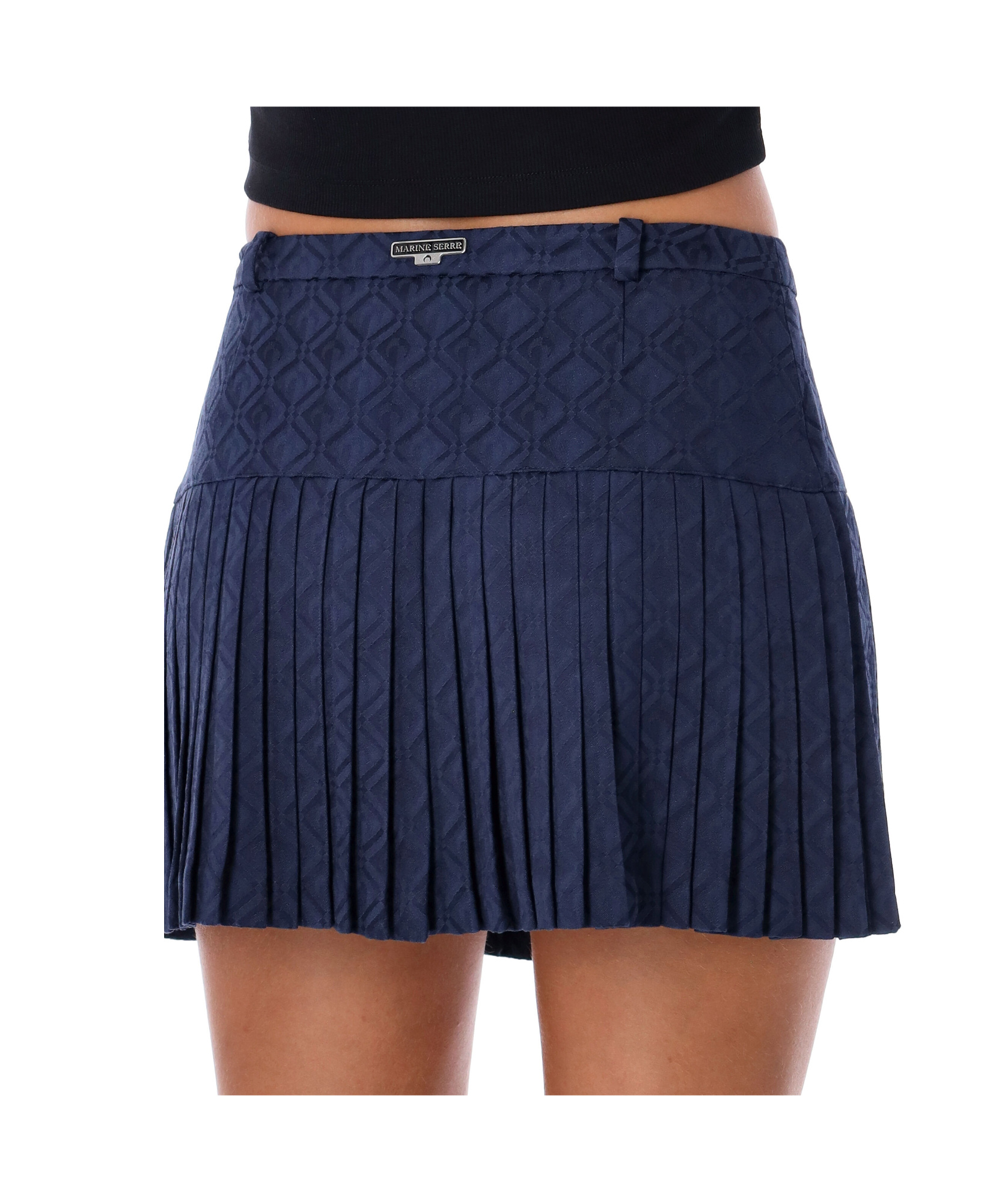 Marine Serre Pleated Mini Skirt Textured Fabric In Multicolor