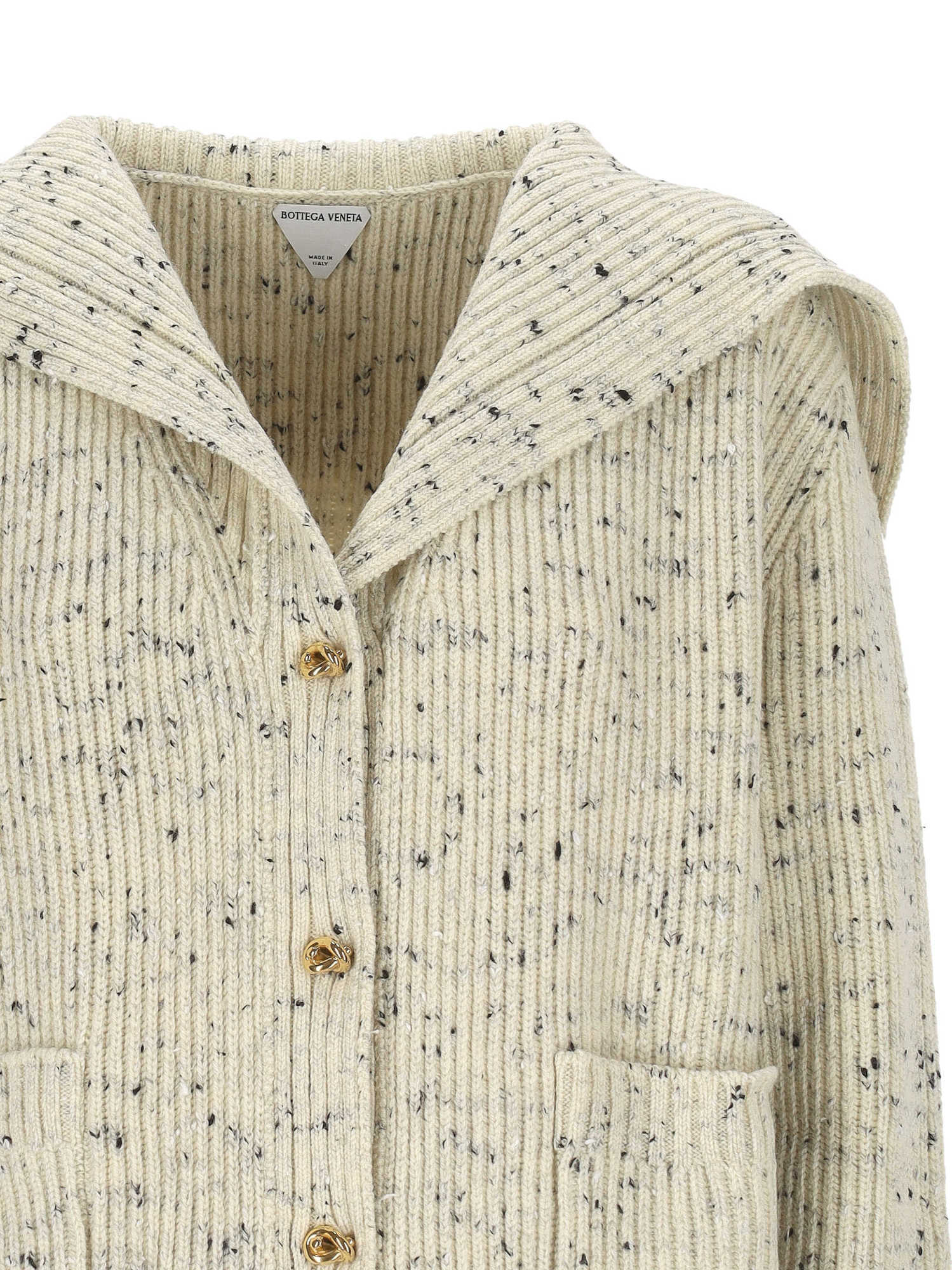 Bottega Veneta Womens Dove Knot Ribbed Wool-blend Cardigan In Neutral