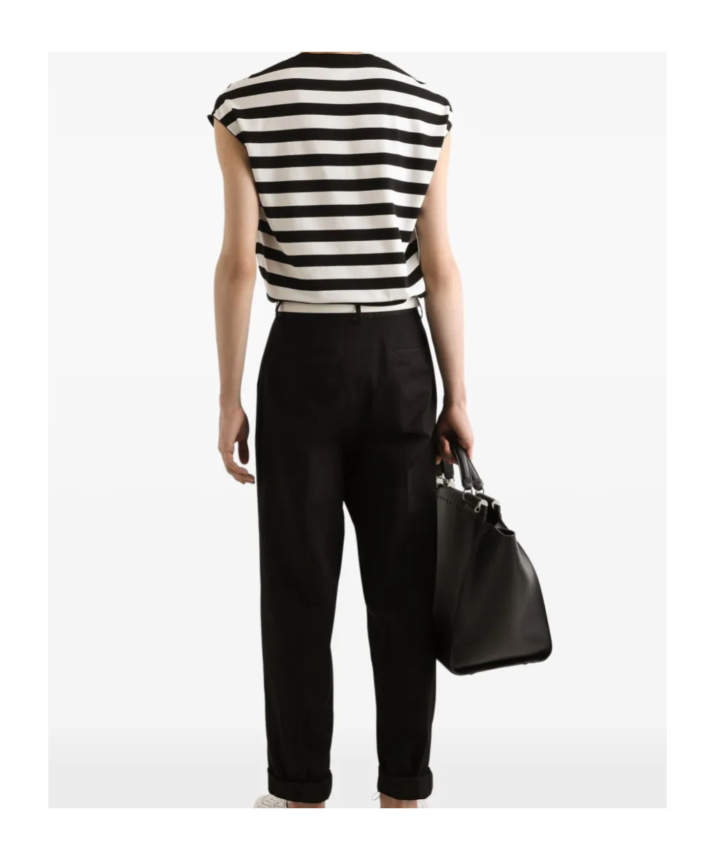 Dolce & Gabbana Sleeveless Kimono-style Striped Sweater In Black