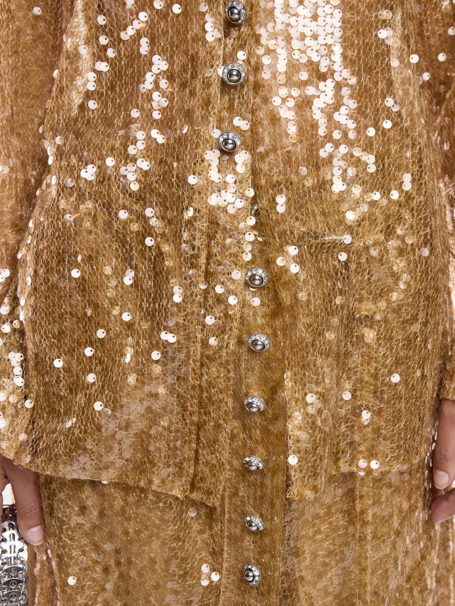 Shop Rabanne Sequin-embroidered Shirt In Nude
