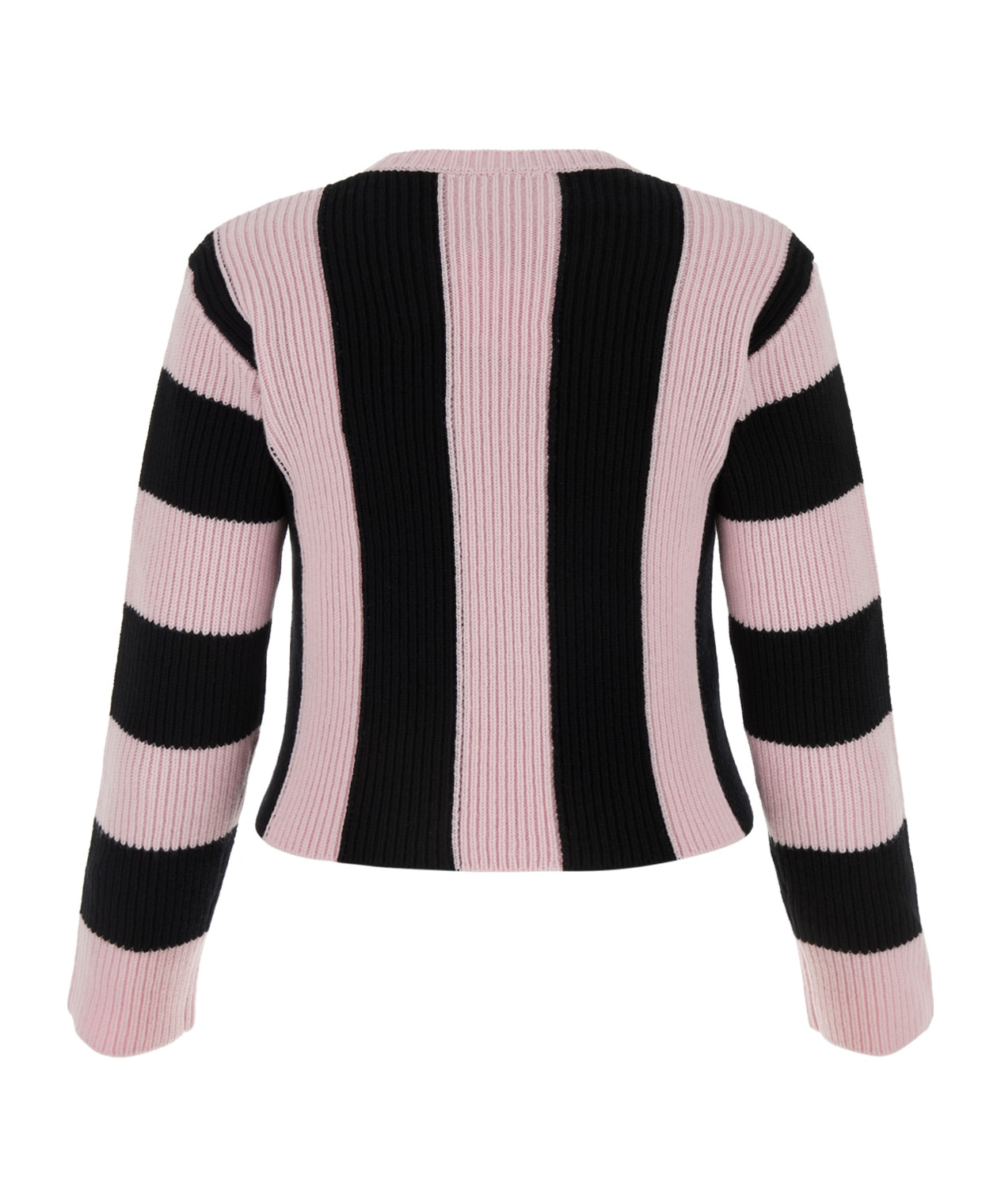 Valentino Striped Virgin Wool Jumper In Black